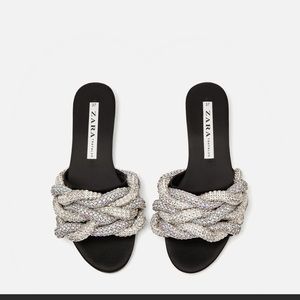 (SOLD)Zara Braided Gem Encrusted Slides